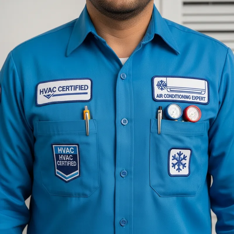 Blue Air Conditioning Technician Shirt | Middle-Eastern Design