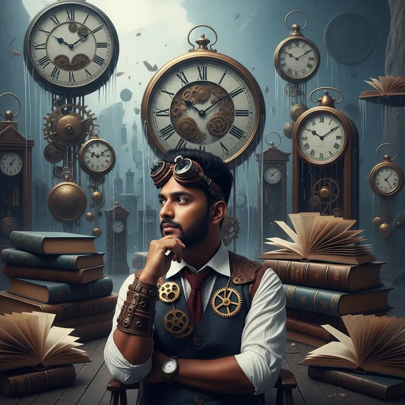 Surreal Steampunk Dreamscape with Timeless Vibe