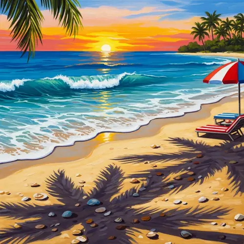 Abstract Beach Scene - Vibrant Colors and Tranquility