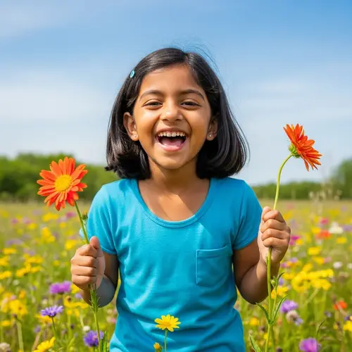 Young South Asian Girl Radiating Happiness and Confidence