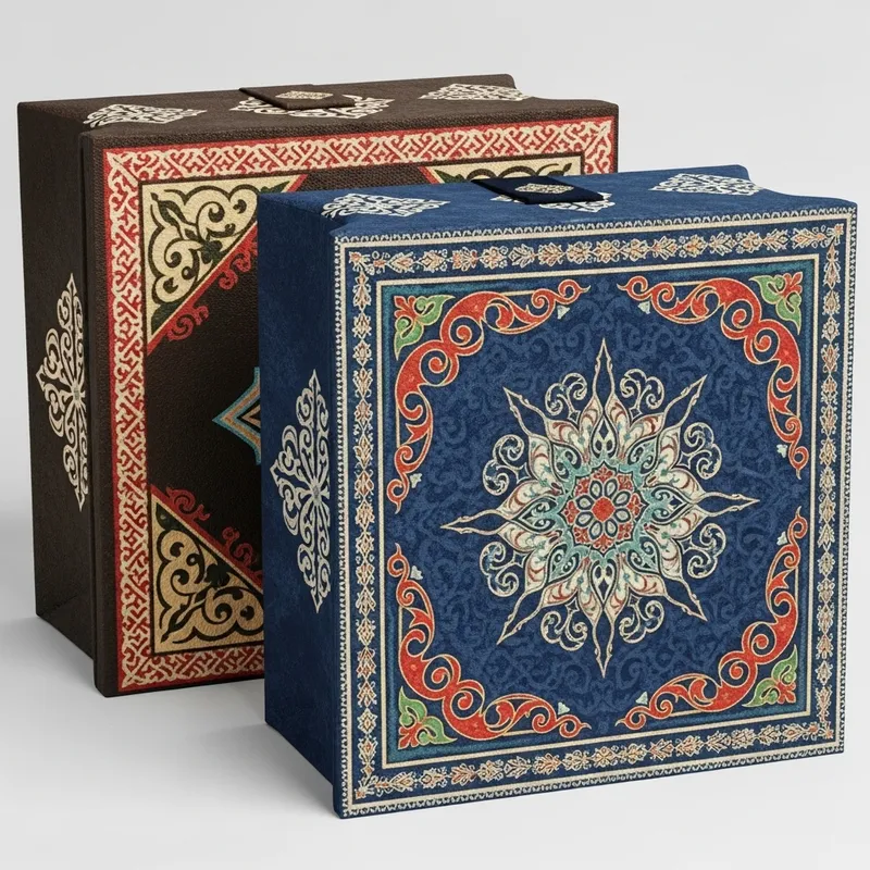 Square Kazakh Ornaments Bags for Ramadan Celebration