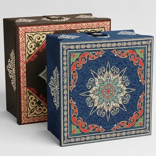 Traditional Kazakh Ornaments Square Bags for Ramadan Celebration
