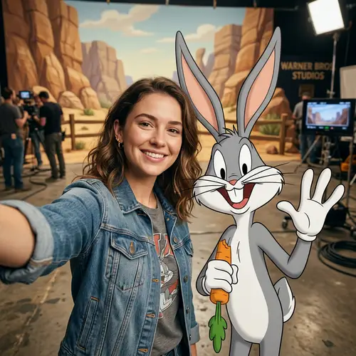 Candid Selfie with Bugs Bunny in Looney Tunes Set