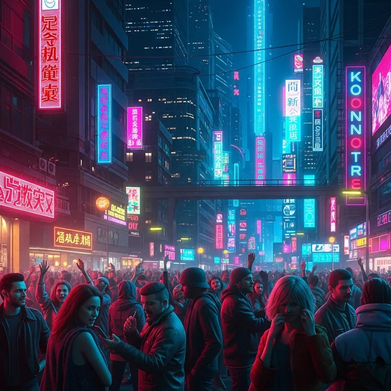 Futuristic Cyberpunk City Skyline | Vibrant New Year Celebration Futuristic Cyberpunk City Skyline | Vibrant New Year Celebration