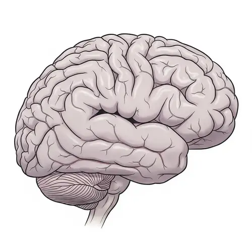 Detailed Illustration of Human Brain from Lateral View