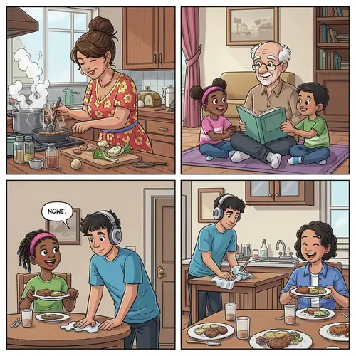 Warm Family Moments Comic Strip