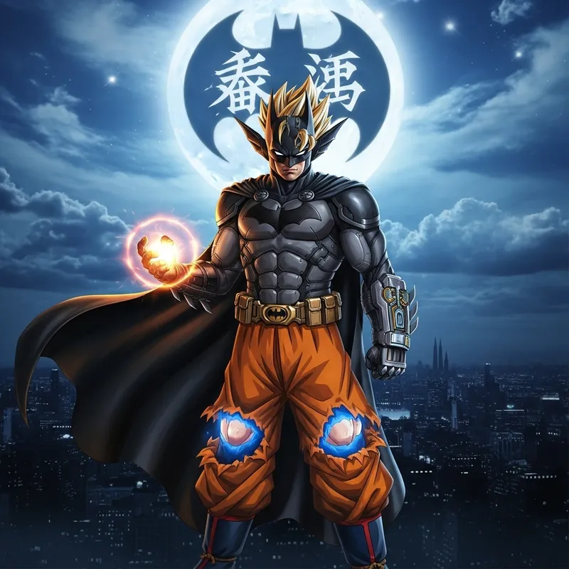 Batman x Goku Fusion Art: Powerful Crossover Imagery Batman x Goku Fusion Art: Powerful Crossover Imagery