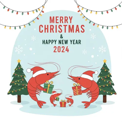 Cute Shrimp Family Christmas Greeting Card Design 2024