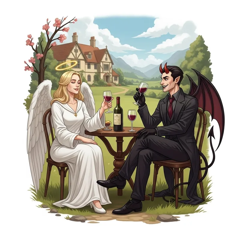 Good Omens: Angelic vs Devilish Friends Sipping Wine