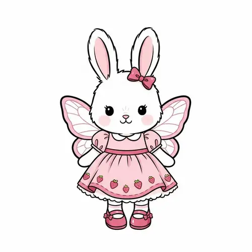 White Bunny with Butterfly Wings in Charming Sanrio Style