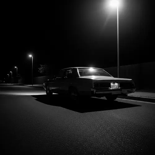 Vintage Car in Midnight Noir Setting