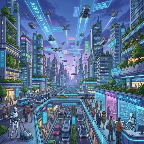 Futuristic Cityscape with AI Technology | Advanced Urban Living