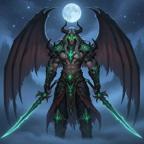 Illidan, Starry Moonlit Night | Unique Demon Character
