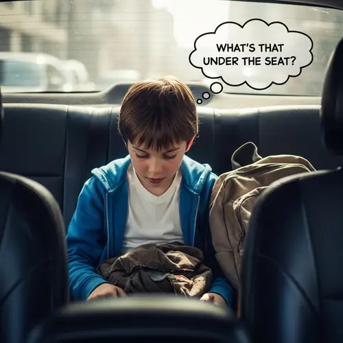 Curious School Boy in Yellow Taxi Cab | Discovering Mystery Under the Seat