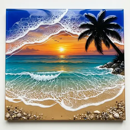 Stunning 3D Resin Beach Art for Home Decor