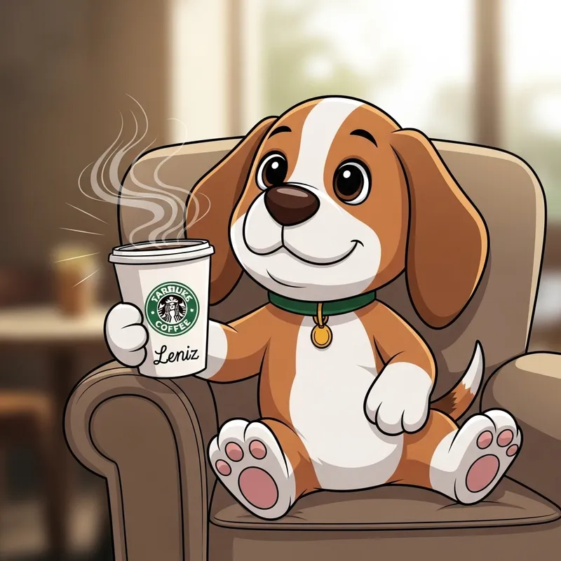Adorable Snoopy with Starbucks Cup & Leniz
