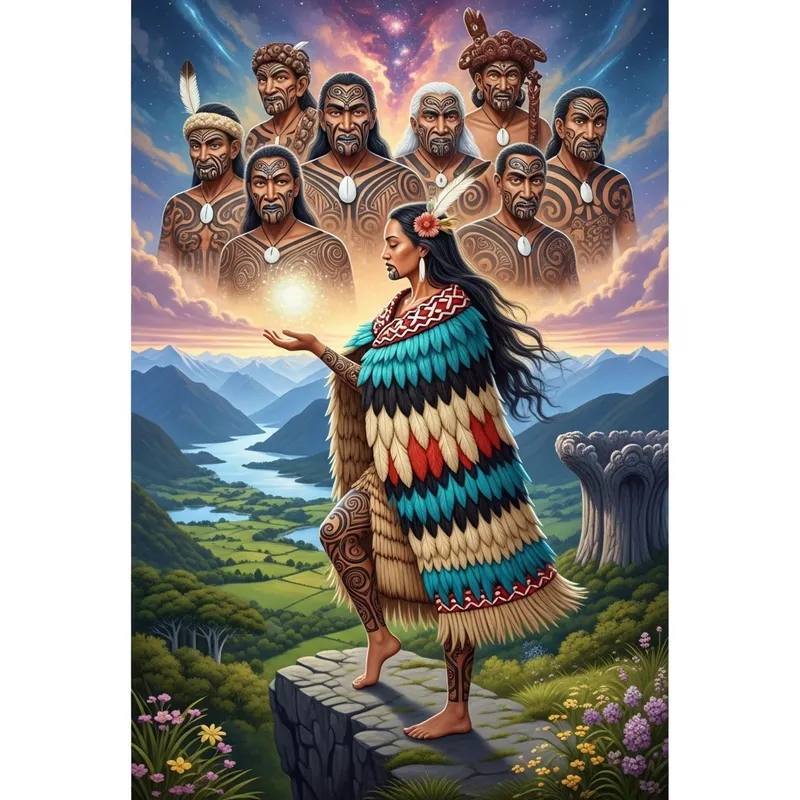 Elegant Maori Princess Offering Light to Ancestors Elegant Maori Princess Offering Light to Ancestors