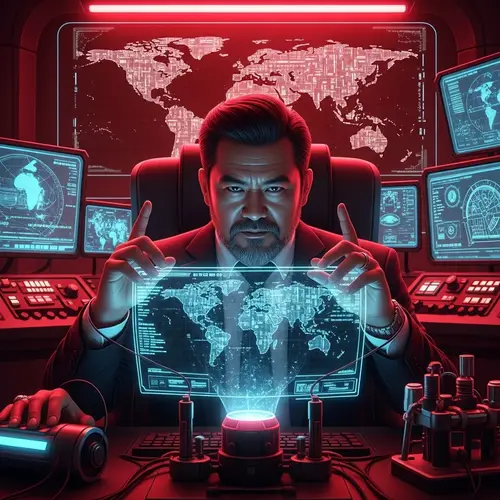 Sinister Villain Plotting Global Chaos