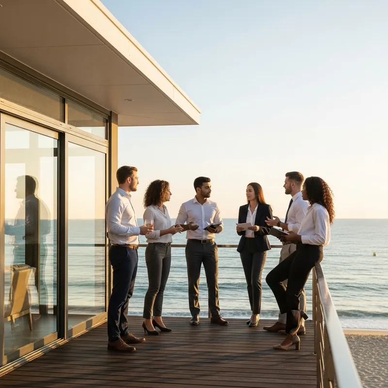 Business Leaders Discuss Strategies by the Beach House