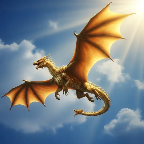 Majestic Golden Dragon Soaring in Sunlight