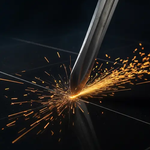 Broad-Bladed Sword Sparks Scraping Black Floor