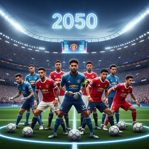 Futuristic Manchester United Team 2050 | Diverse Players on High-Tech Pitch