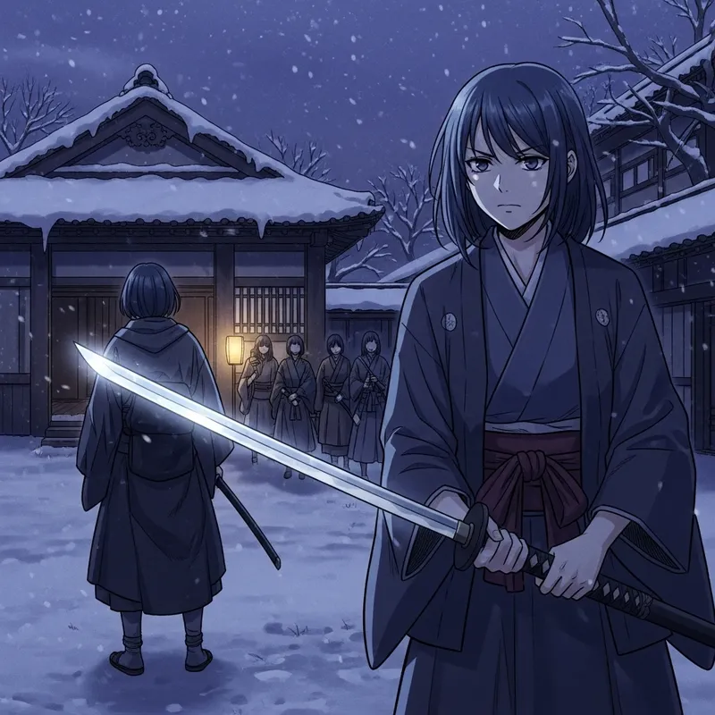 Manhwa Style Samurai Girl in Winter Japan | Katana Revenge