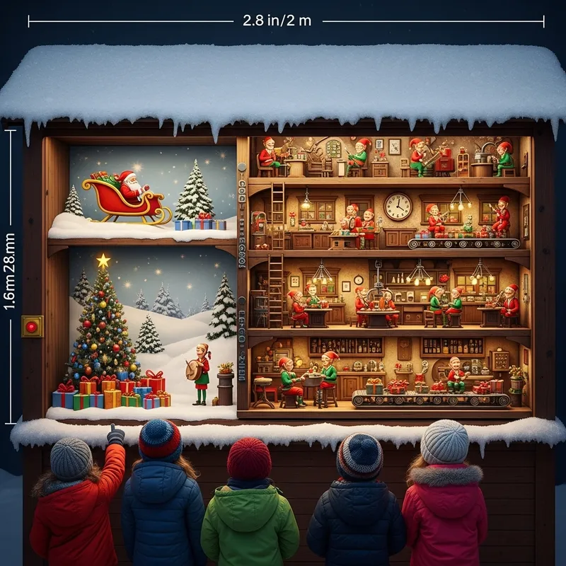 Enchanting Christmas Chalet Vitrine Display and Santa's Workshop Spectacle