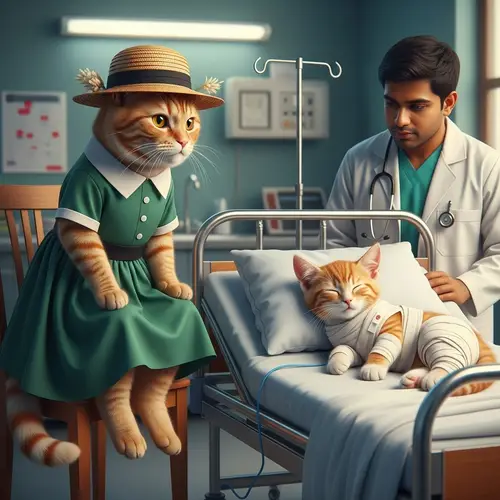 Ginger Cat in Hospital Scene | Realistic Hyper-Realism Art