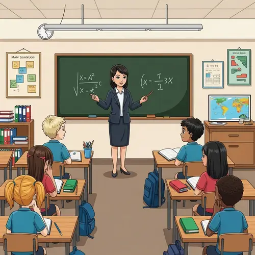 Diverse Learning Environment: Educational Scene with East Asian Teacher