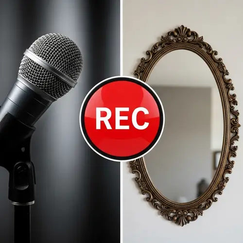 Microphone and REC Button Image with Mirror Reflection