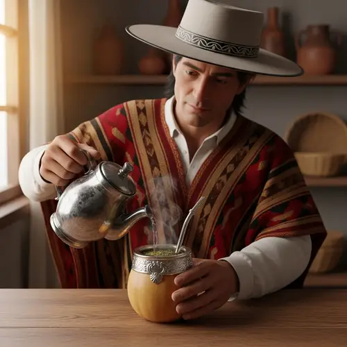 Traditional Cebador Yerba Mate Pouring 3D Render