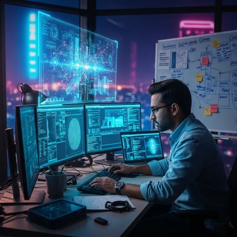 Cybercrime Story: Thrilling Scene of South Asian Detective Solving a Mystery