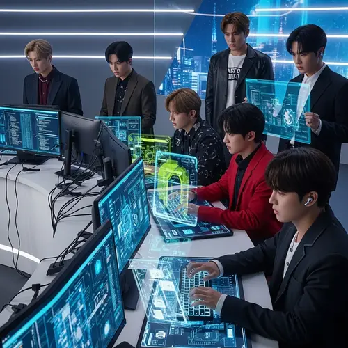 Pop Band BTS Coding - Futuristic Computer Scenes
