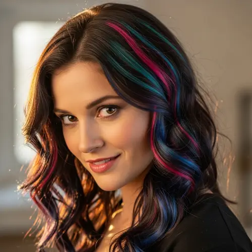 Beautiful Woman with Colorful Hair - Seductive Eyes