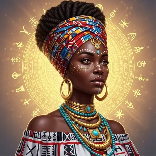Regal African Queen - Hyper-Realistic Illustration Style