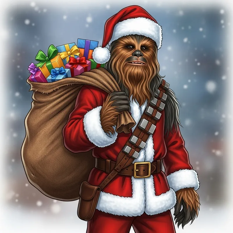 Chewbacca Dressed as Santa Claus | Festive Star Wars Character