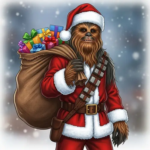 Chewbacca in Santa Claus Attire | Festive Star Wars Character