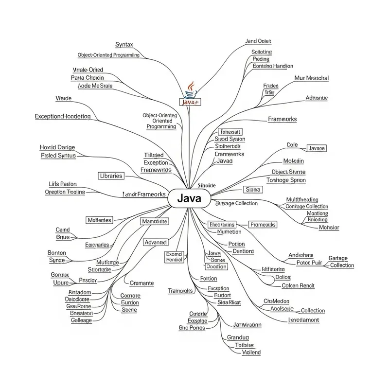 Comprehensive Java Language Mindmap: Syntax, OOP, Libraries