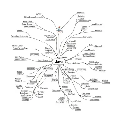 Elaborate Java Programming Mindmap: Syntax, OOP, Libraries, Multithreading