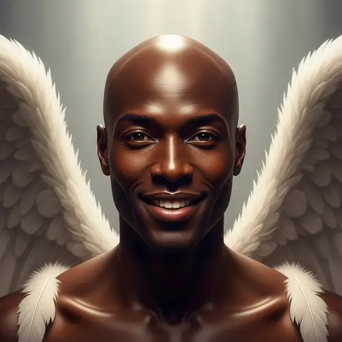 African-American Man with Angel Wings and Flawless Smile