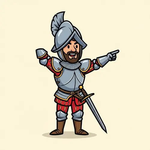 Adorable 15th-Century Spanish Conquistador Cartoon Character