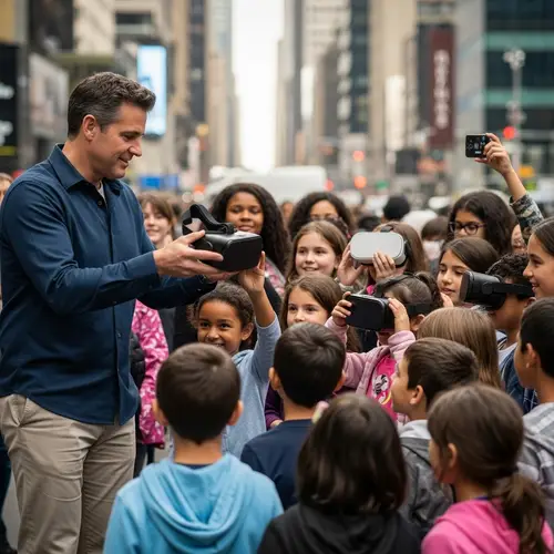 Elon Musk Distributes VR Glasses to New York Kids