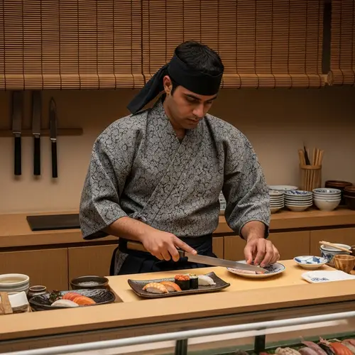 Samurai Sushi Master Craftsmanship - Traditional Sushi Preparation