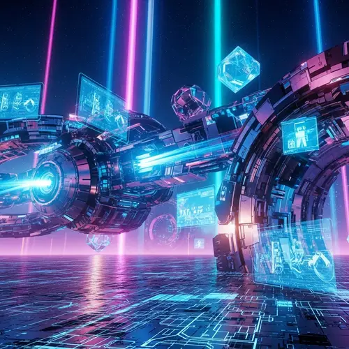 Futuristic Technology & Abstract Shapes | Vibrant Landscape