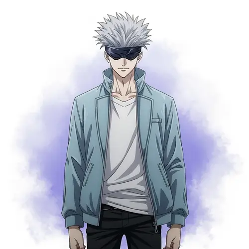 Mysterious Anime Character with Silver Hair and Blue Eyes