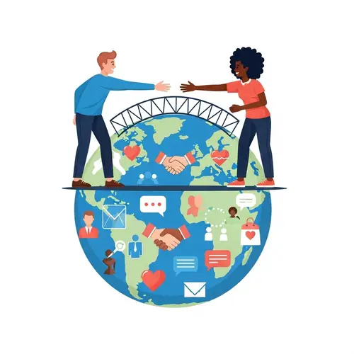 Social Connection Illustration: Bridge of Friendship and Cooperation