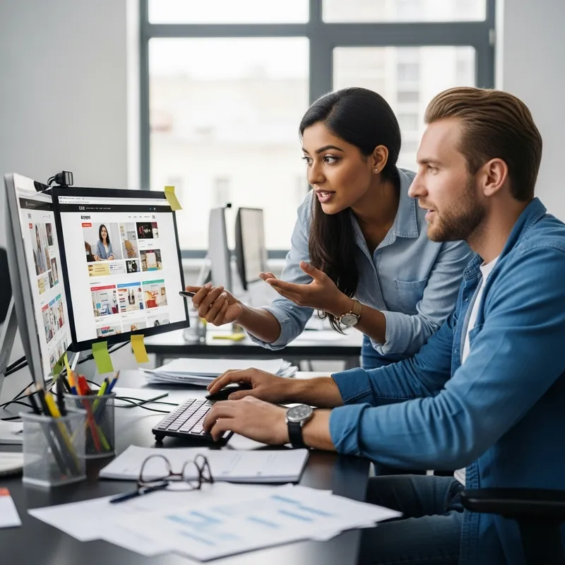 Diverse Team Creating E-Commerce Website in Office