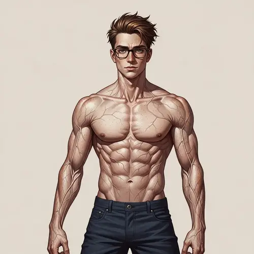 Muscular Veiny Man with Spectacles | Unique Freckled Features