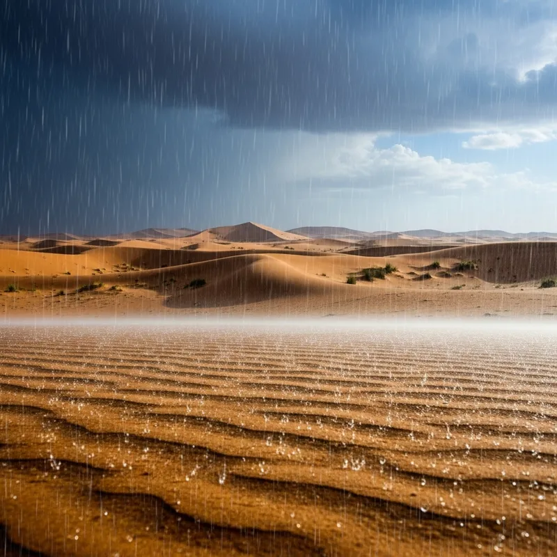 Captivating Scene: Raining in Desert Inspires Awe Captivating Scene: Raining in Desert Inspires Awe
